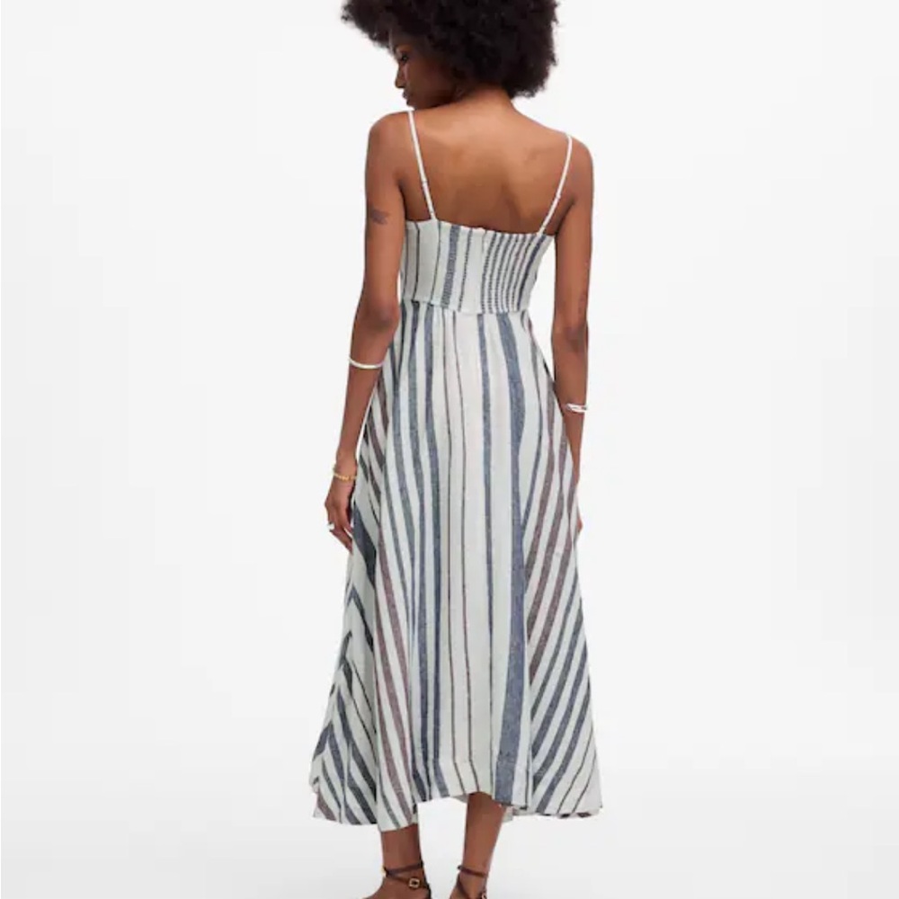 Madewell Black striped circle maxi dress 100% linen